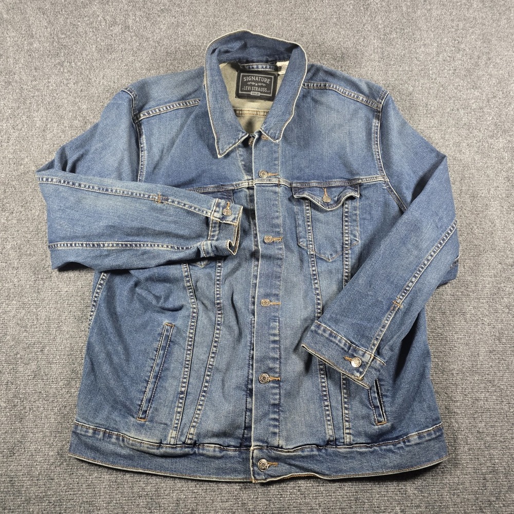 Levi Strauss Signature Gold Denim Trucker Jacket Men's XXL Blue Button Front